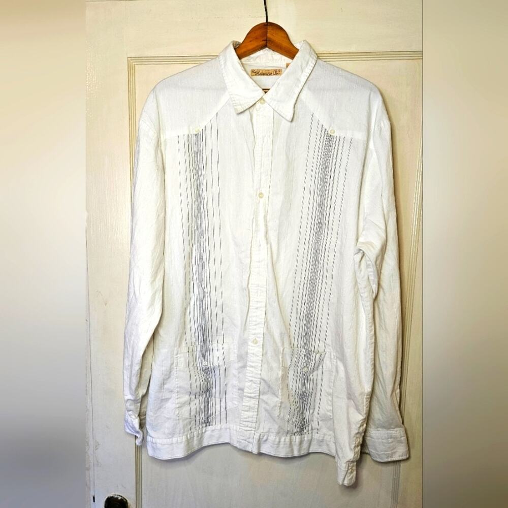 The Havana Co XXL men's white & black striped long sleeved dress shirt, vintage